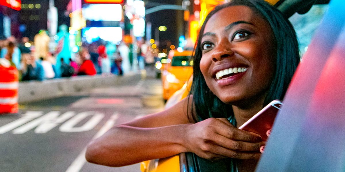 Woman looking at out of home advertisements 